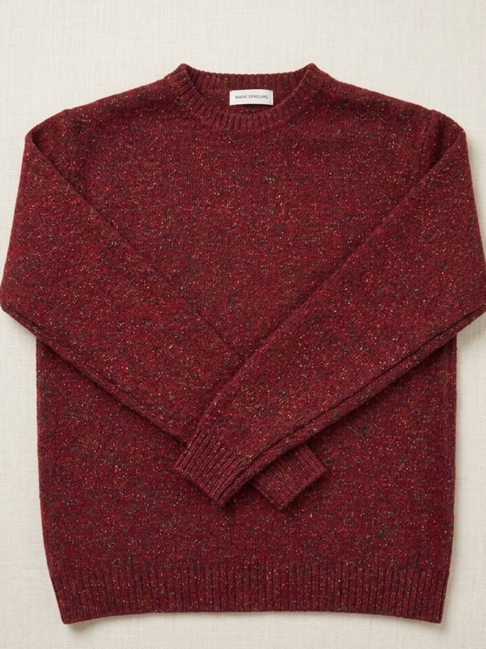 Vintage St Michael Marks & Spencer Wool Silk Blend Sweater L Red Tweed Crewneck